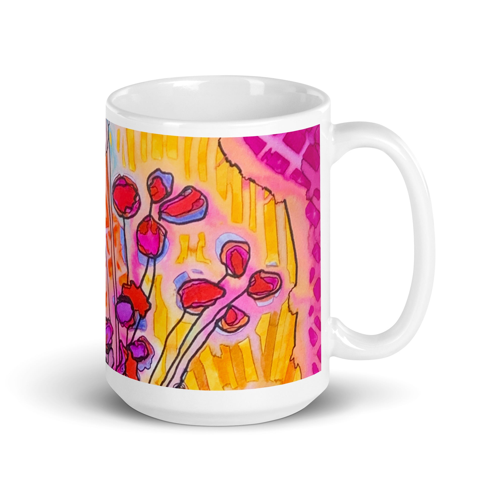 Flower Pot Abstract White glossy mug - Art Love Decor