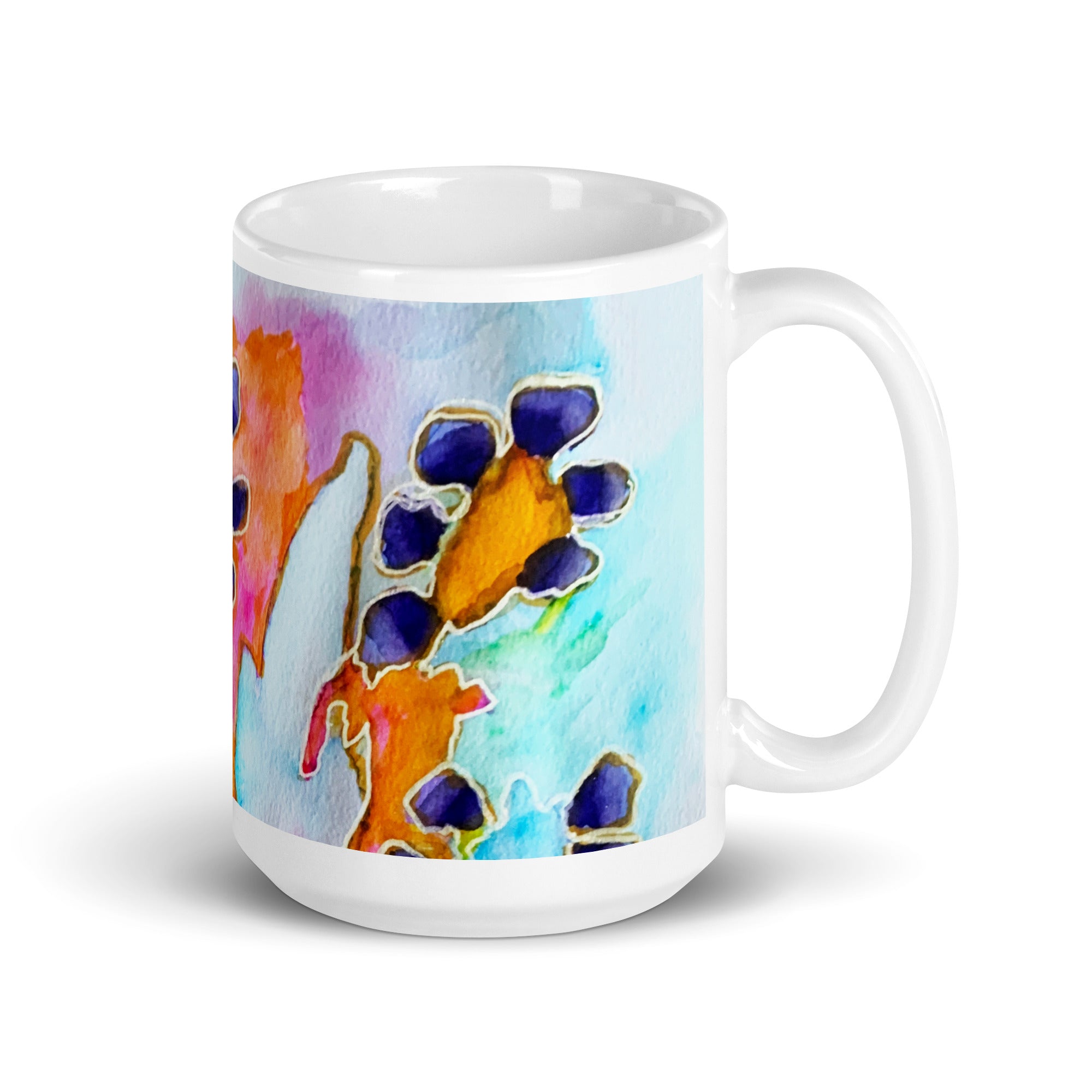 Dark Blooms Abstract White glossy mug - Art Love Decor