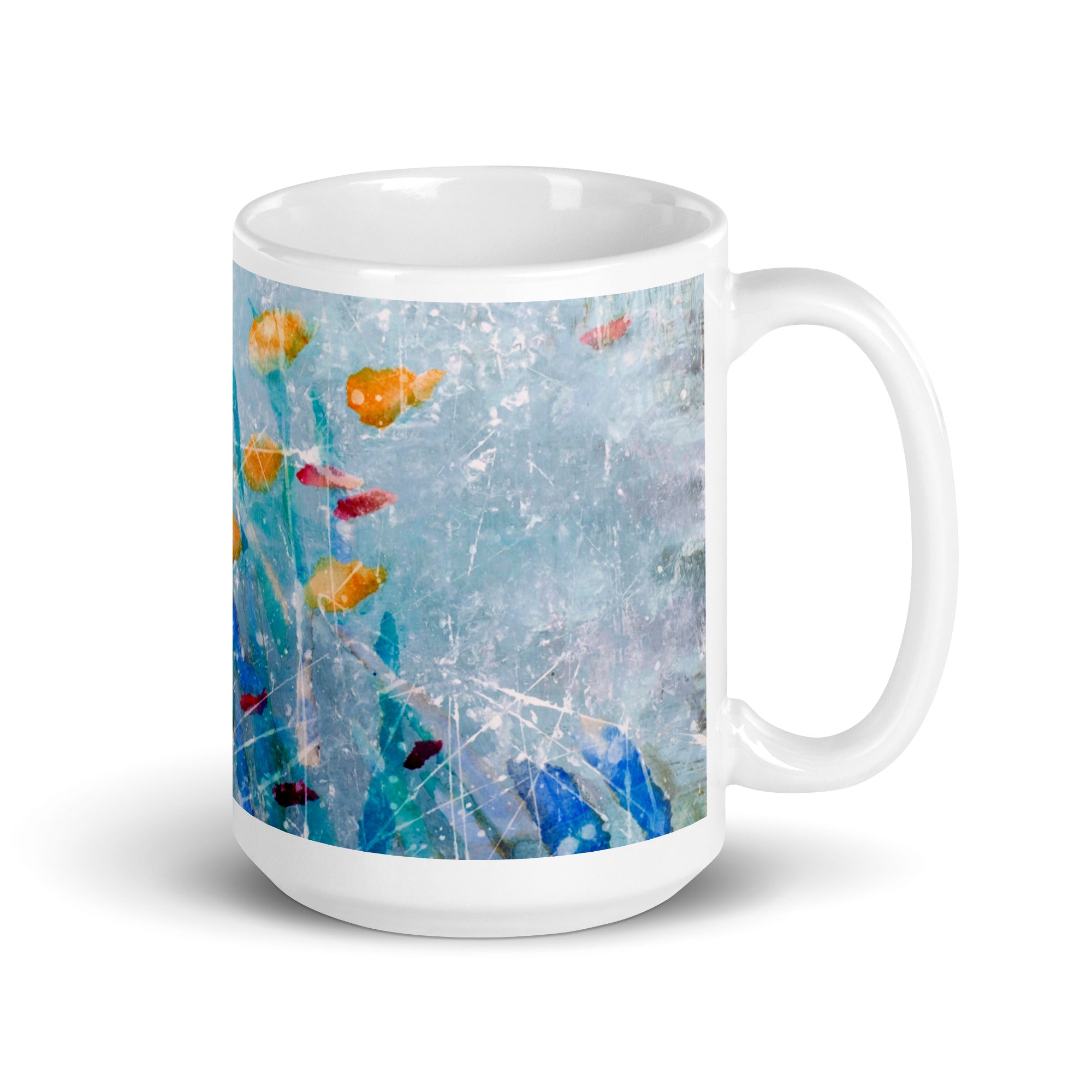 Aqua Sea Abstract White glossy mug - Art Love Decor