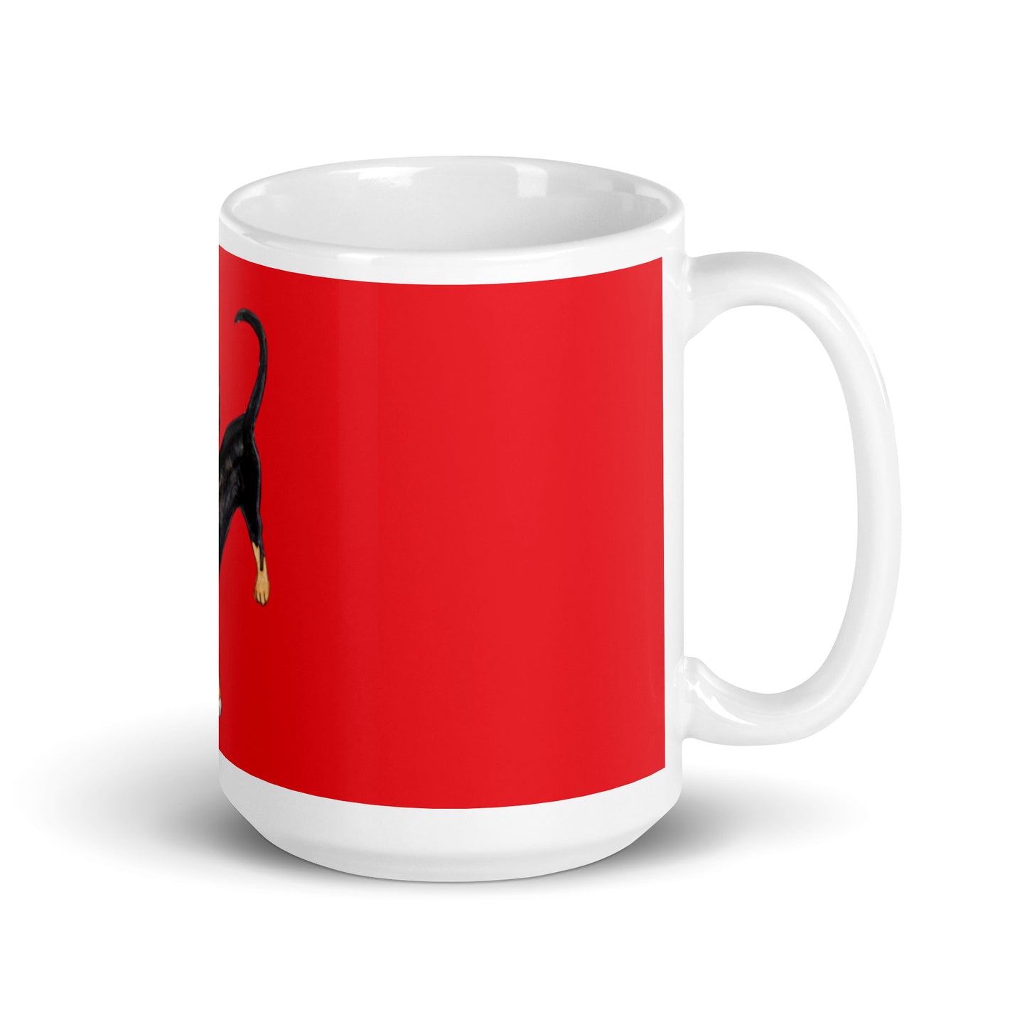 Happy Dog red glossy mug