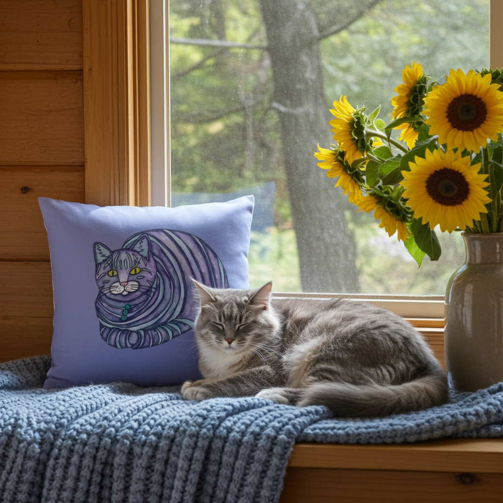 Big Blue Tabby Cat Pillow