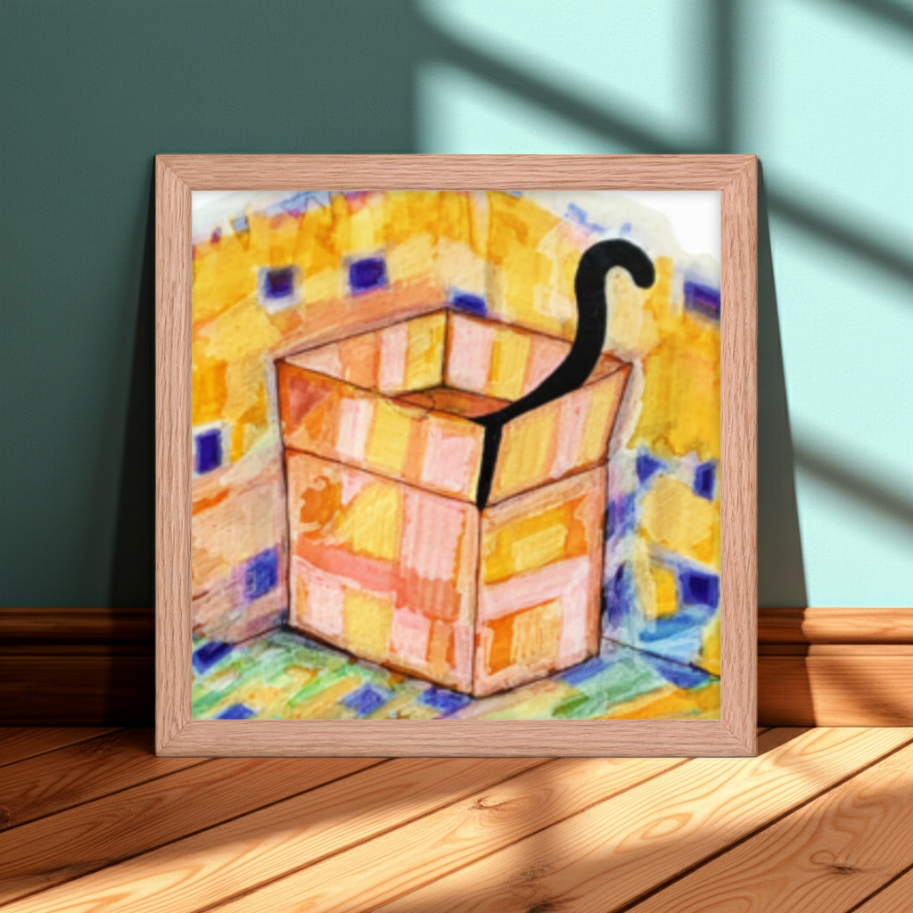 Cat in Box Framed Poster 12x12
