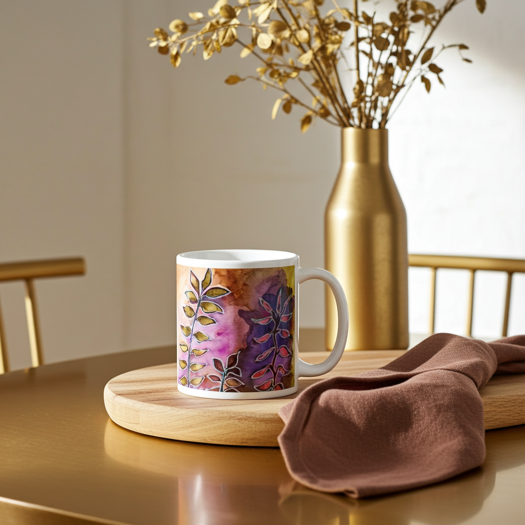 Night Street Leaves Abstract Mug
