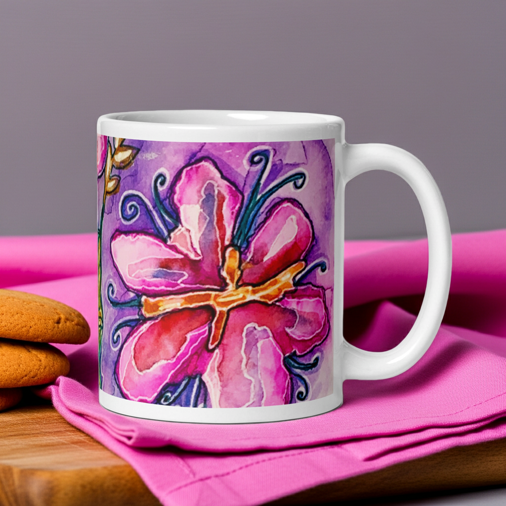 Pink Flowers Abstract Mug
