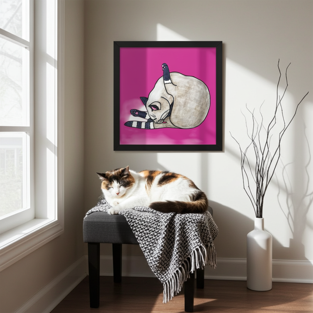 Bath Time Cat Framed Poster 12x12