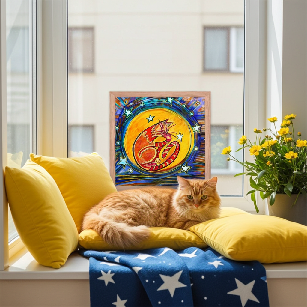 Moonlight Cat Framed Poster 12x12