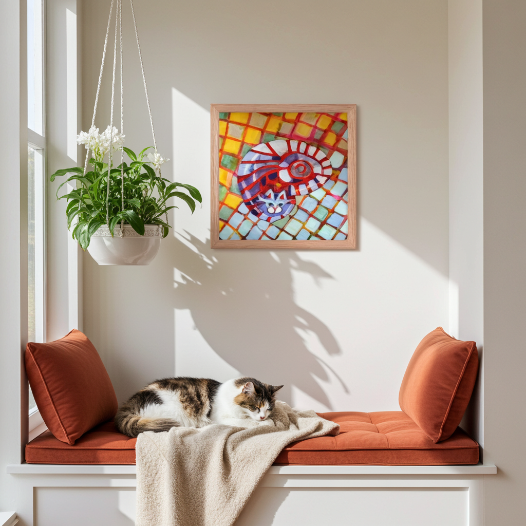 Checkers Cat Framed Poster 12x12