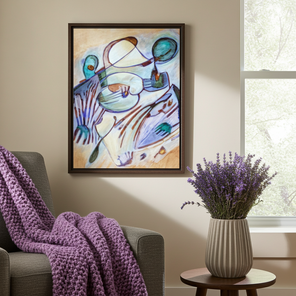 Warm Slowly Abstract Framed Canvas