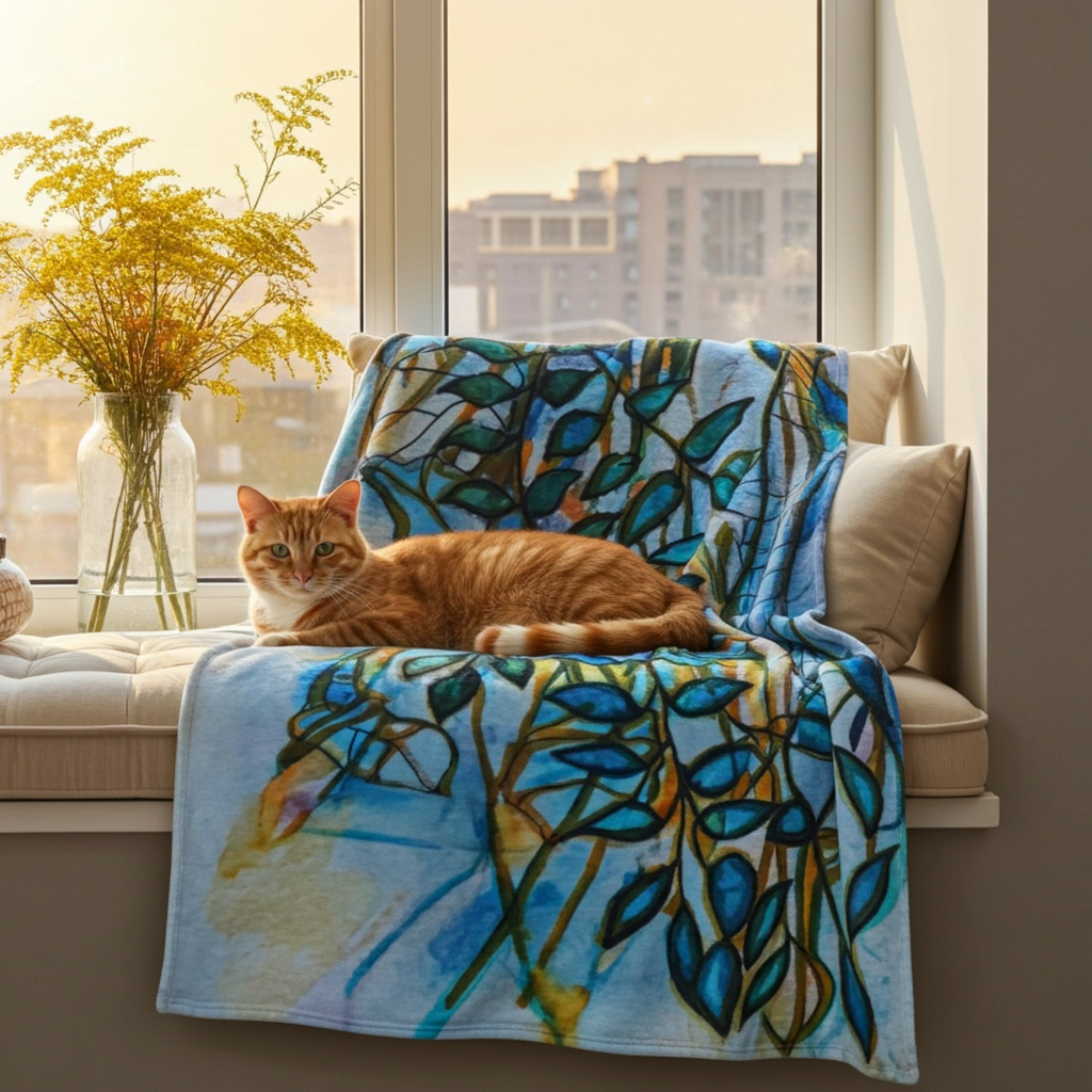 Sunset Leaves Throw Blanket