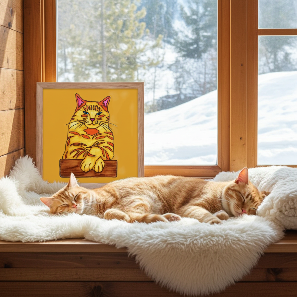 Big Ginger Cat Framed Poster 12x12