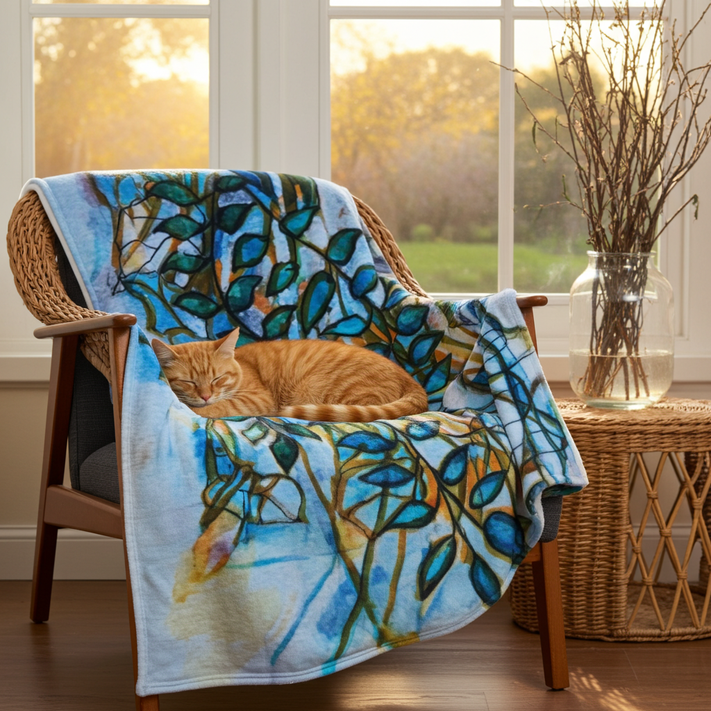 Sunset Leaves Throw Blanket