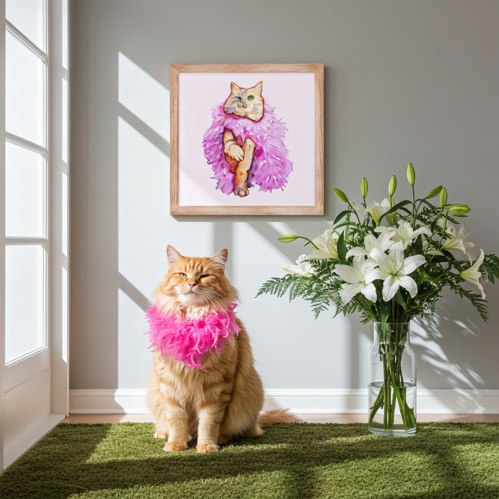 Boa Wink Cat Framed Poster 12x12