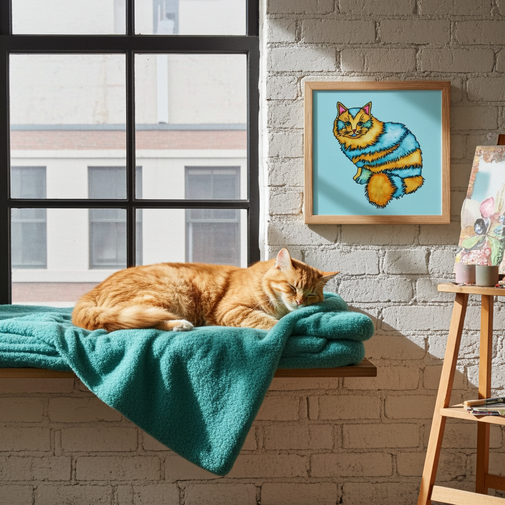 Two Toned Cat Framed Poster 12x12