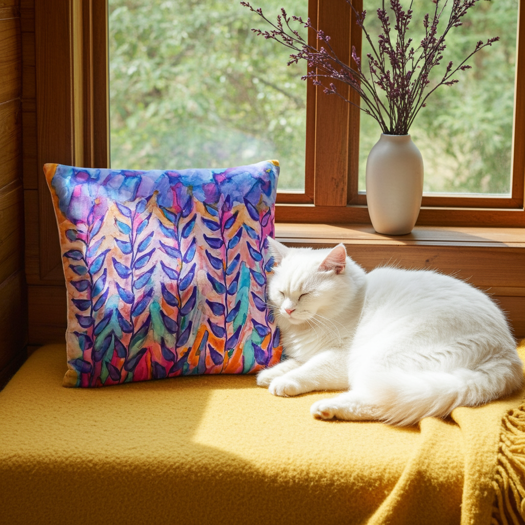 Blue Stems Flower Pillow