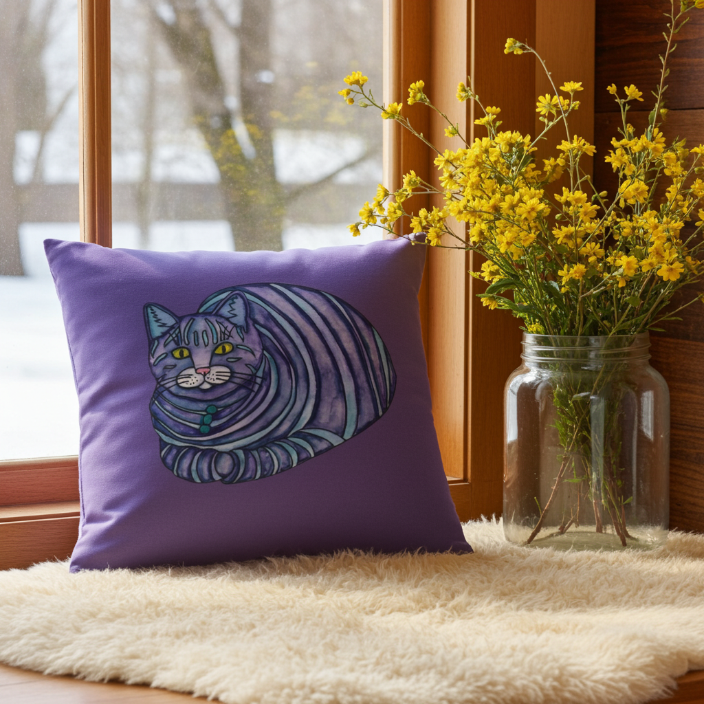 Big Blue Tabby Cat Pillow