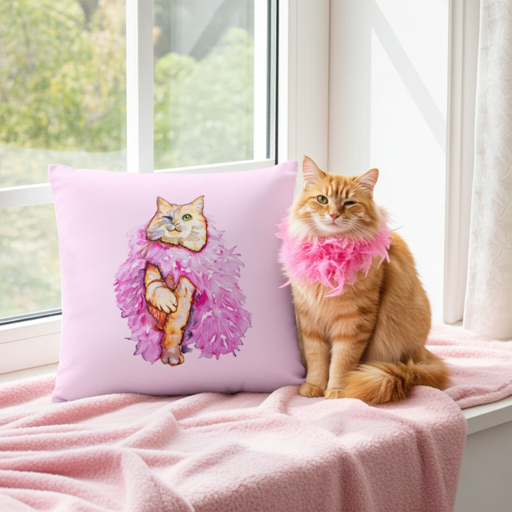 Boa Wink Cat Pillow