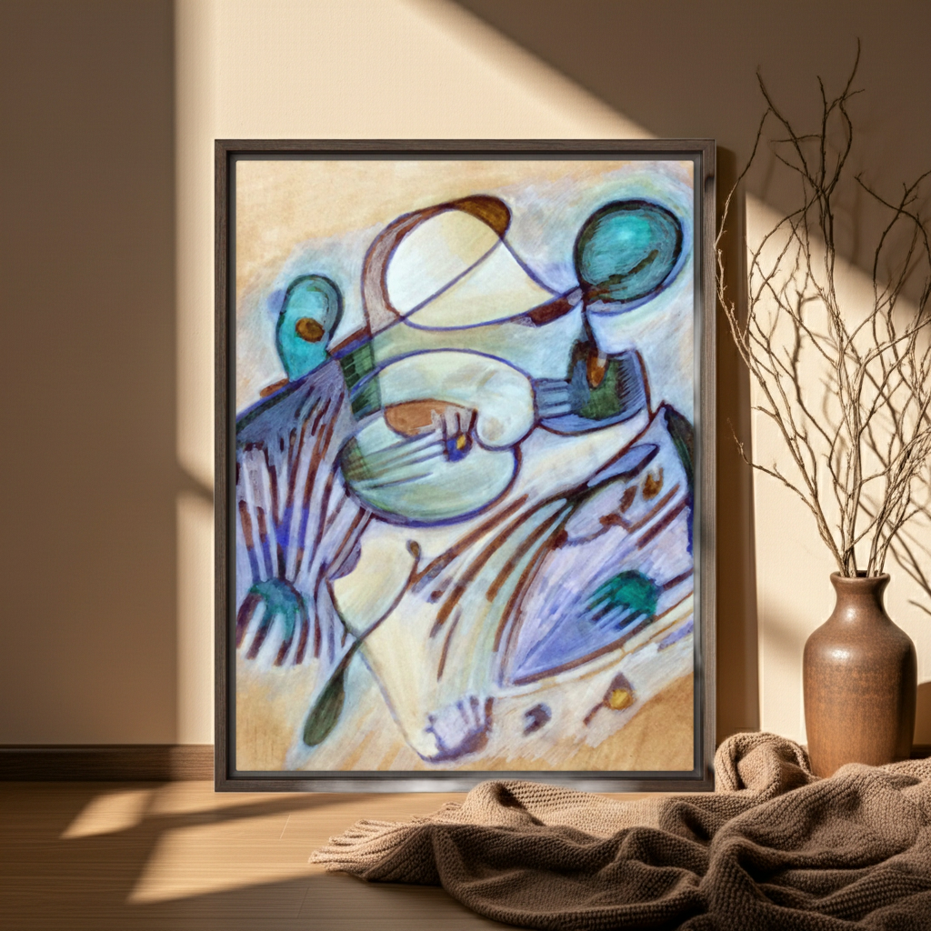 Warm Slowly Abstract Framed Canvas