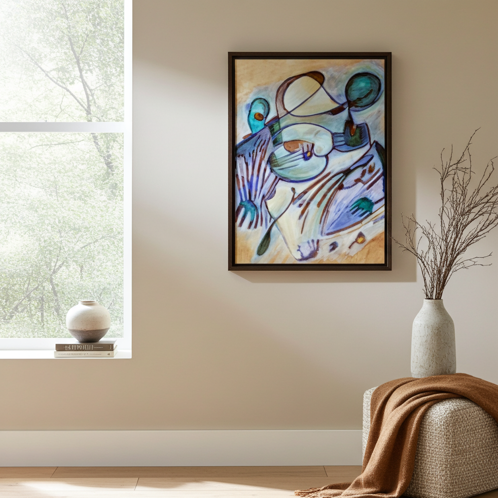 Warm Slowly Abstract Framed Canvas