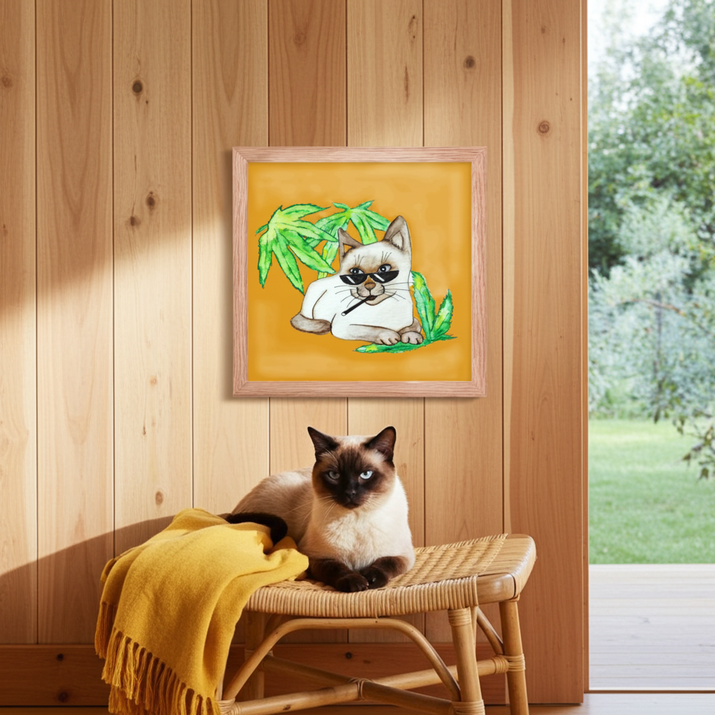 Cool Siamese Cat Framed Poster 12x12