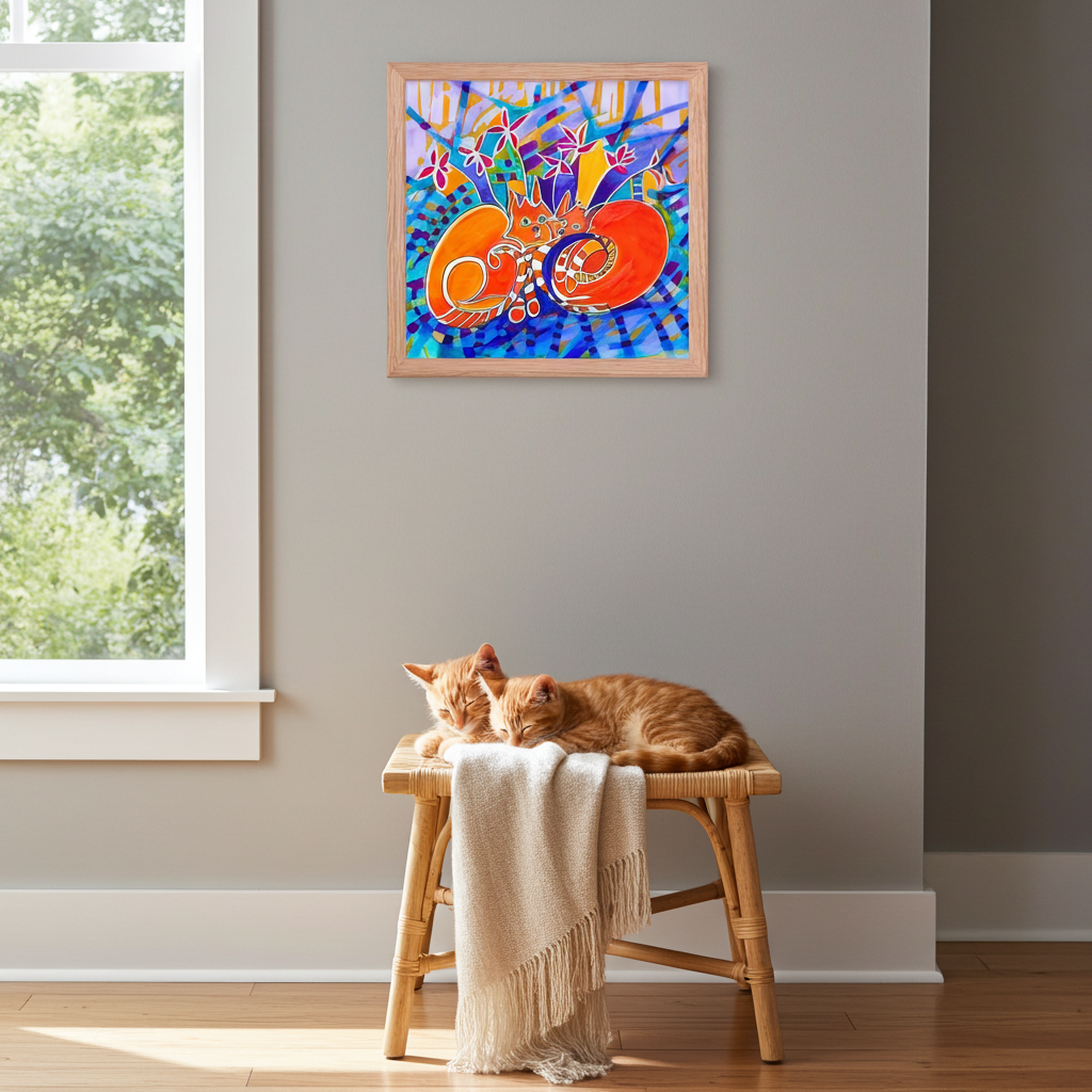 Duplex Cats Framed Poster 12x12