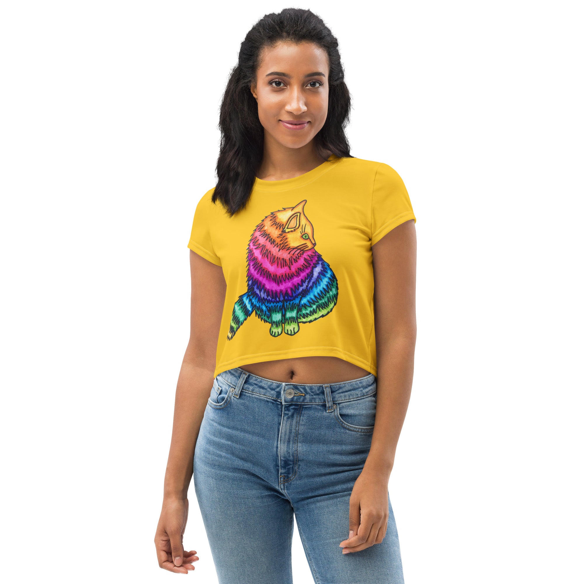 Rainbow Cat Crop T-shirt