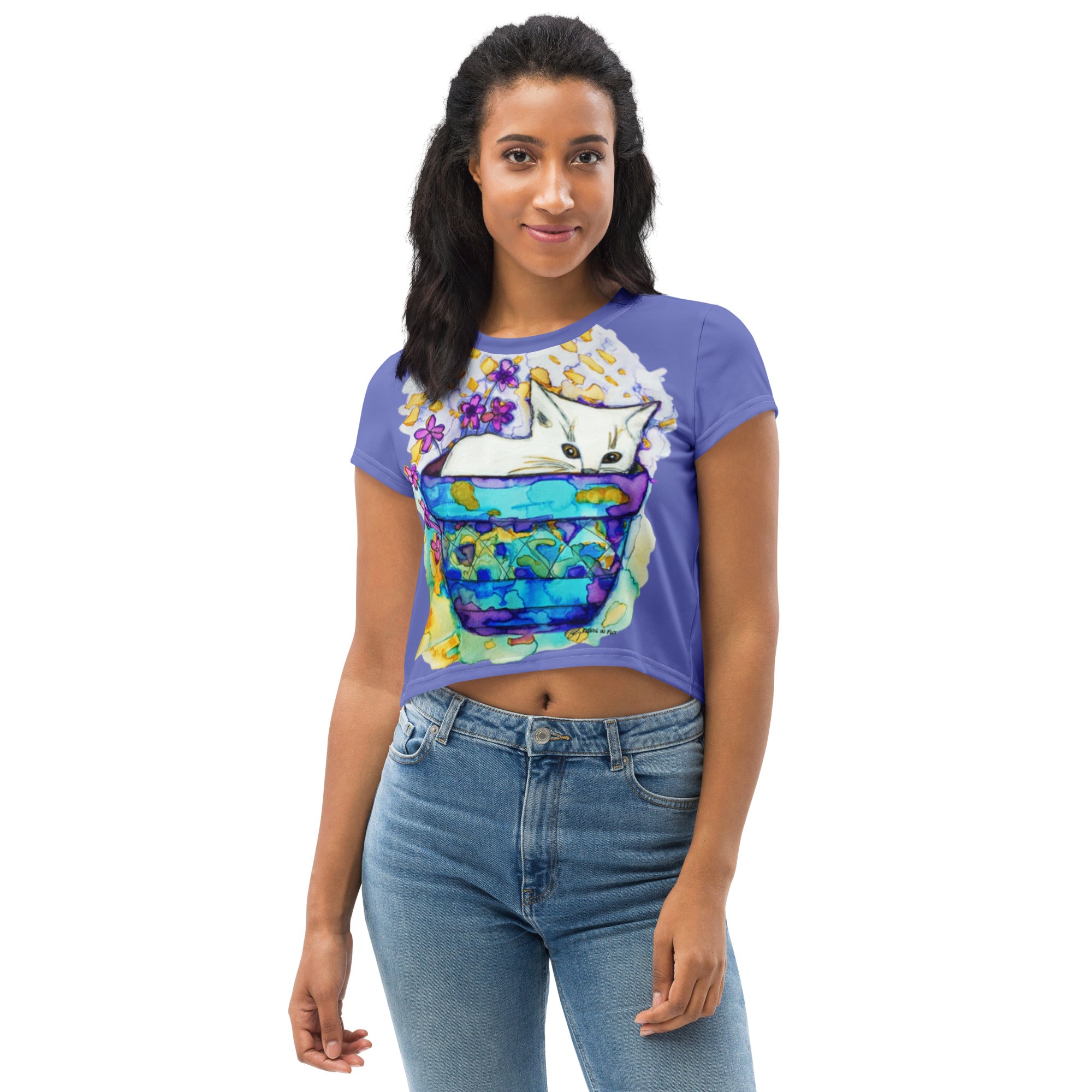 Potted Plant Cat Crop T-shirt