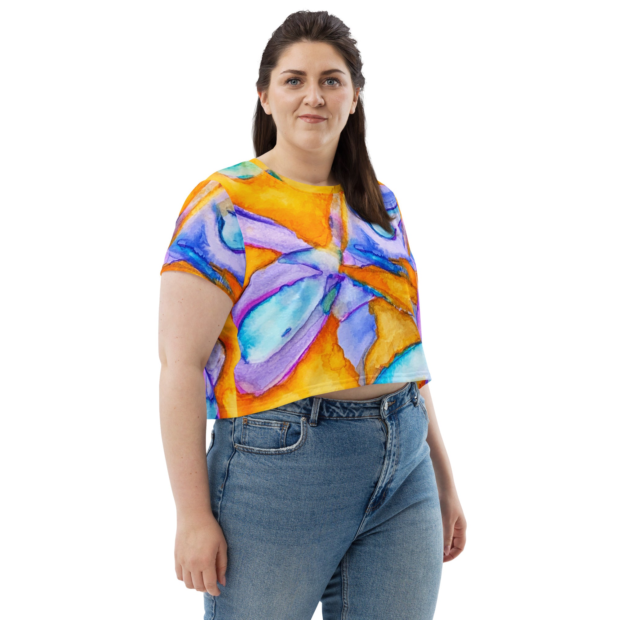 Dragonfly Abstract Crop T-Shirt
