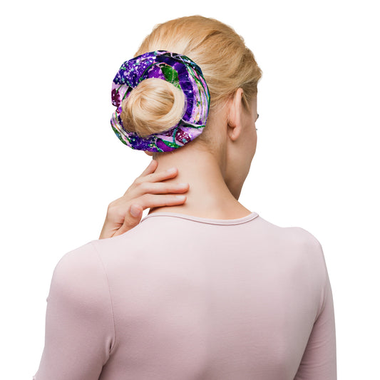 Purple Flowers Hair Scrunchie