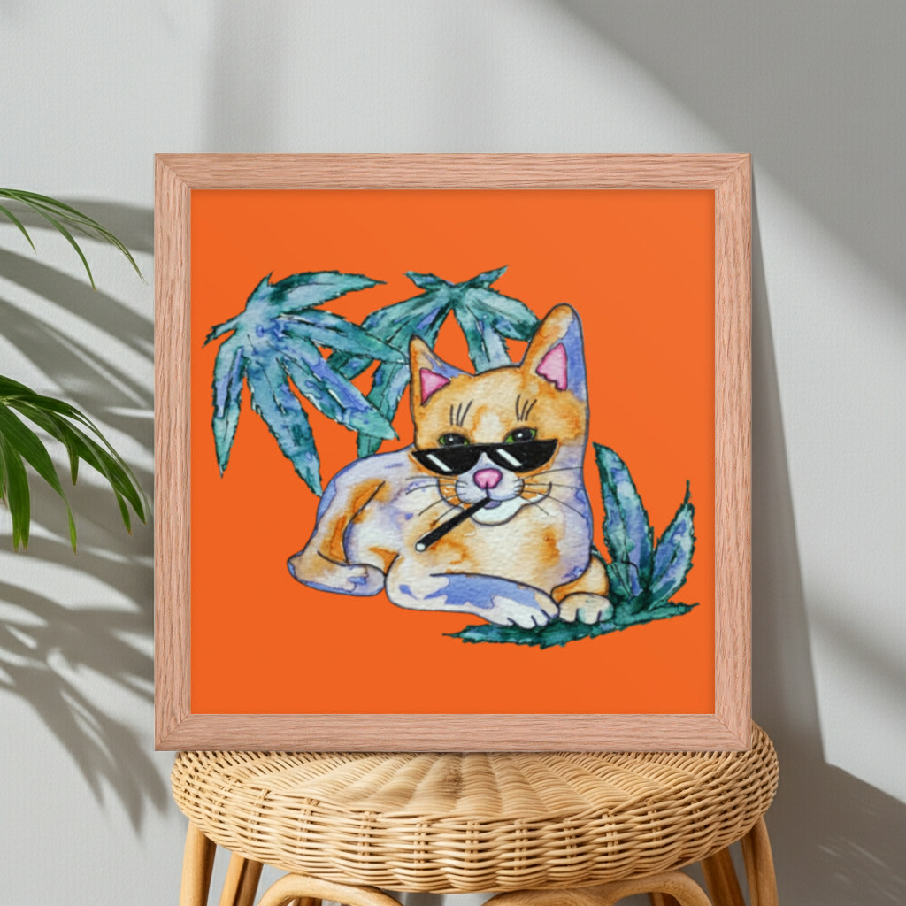 Cool Shade Cat Framed Poster 12x12