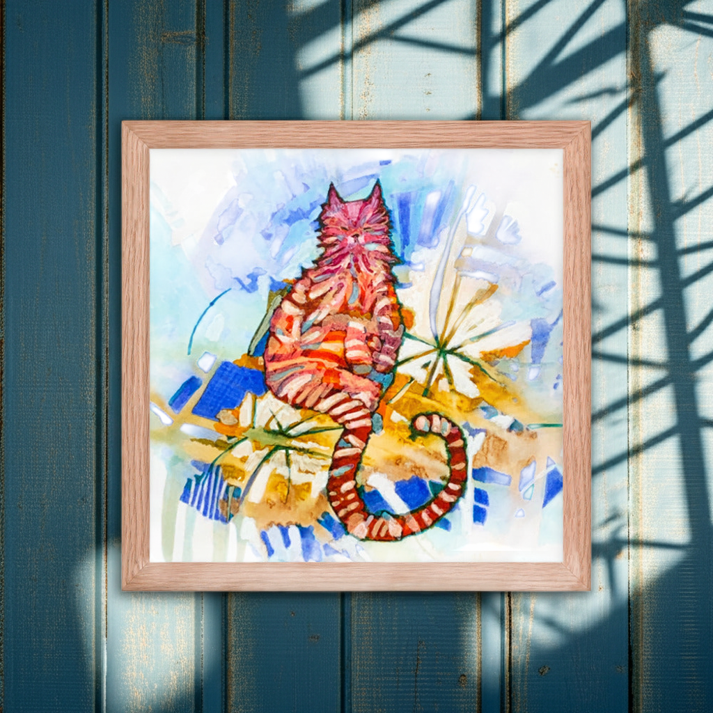 Garden Cat Framed Poster 12x12