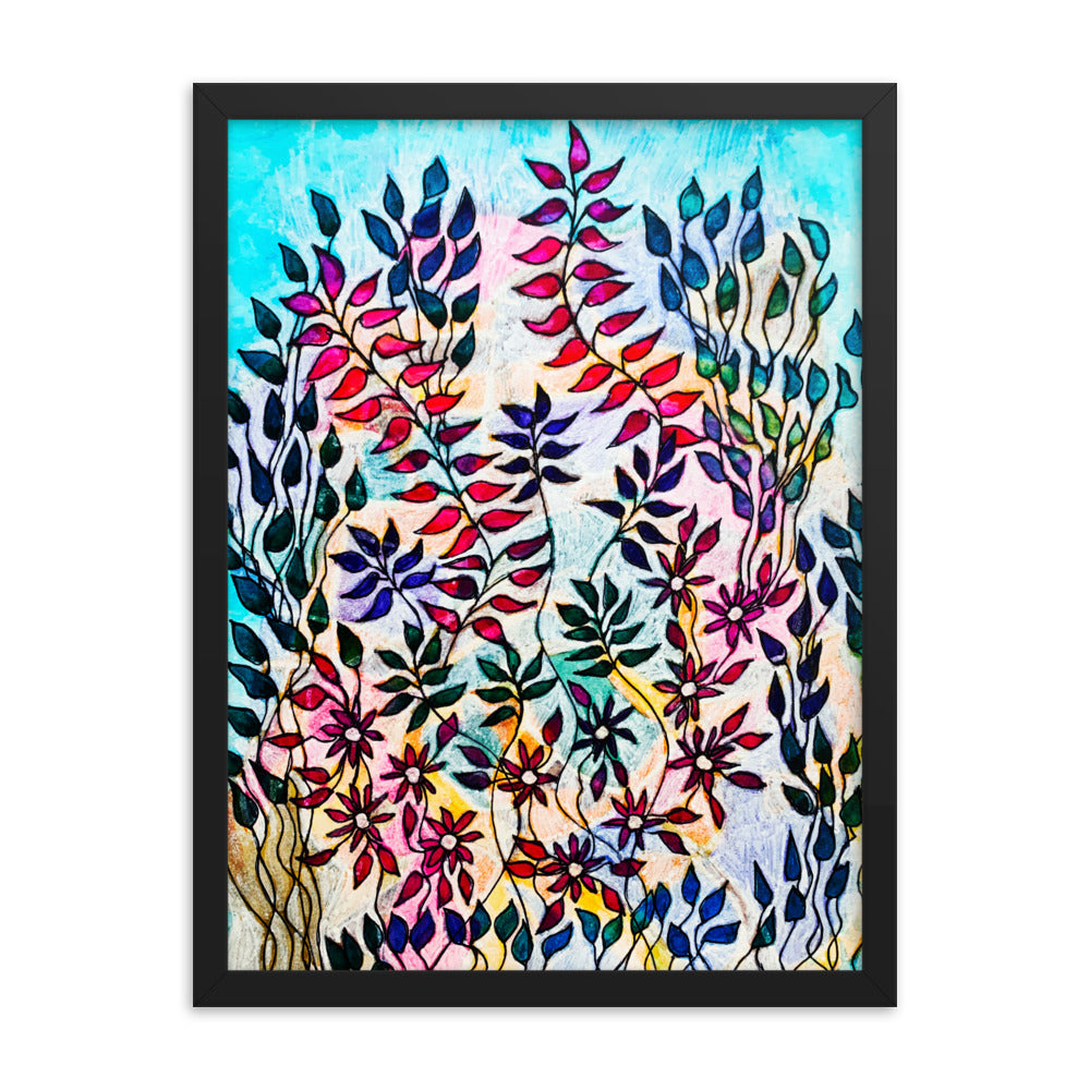 Flowering Leaves Framed Poster