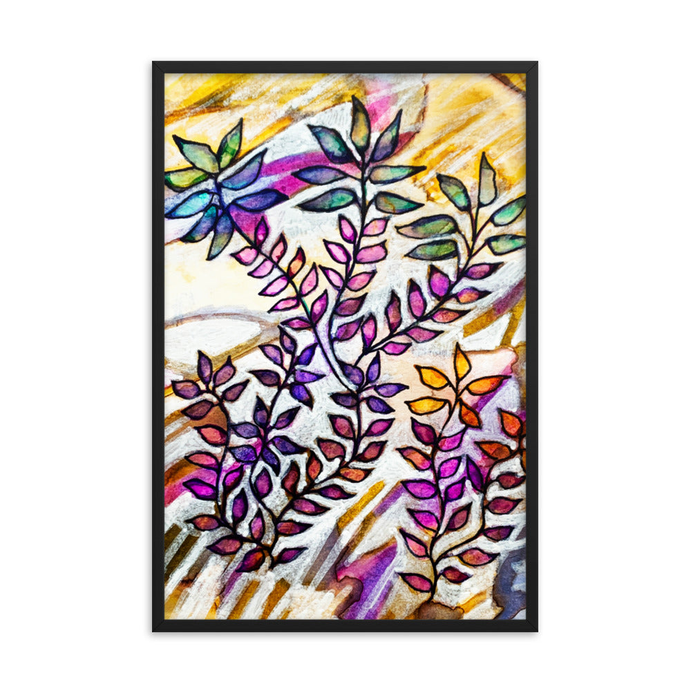 White Creek Leaves Framed Poster