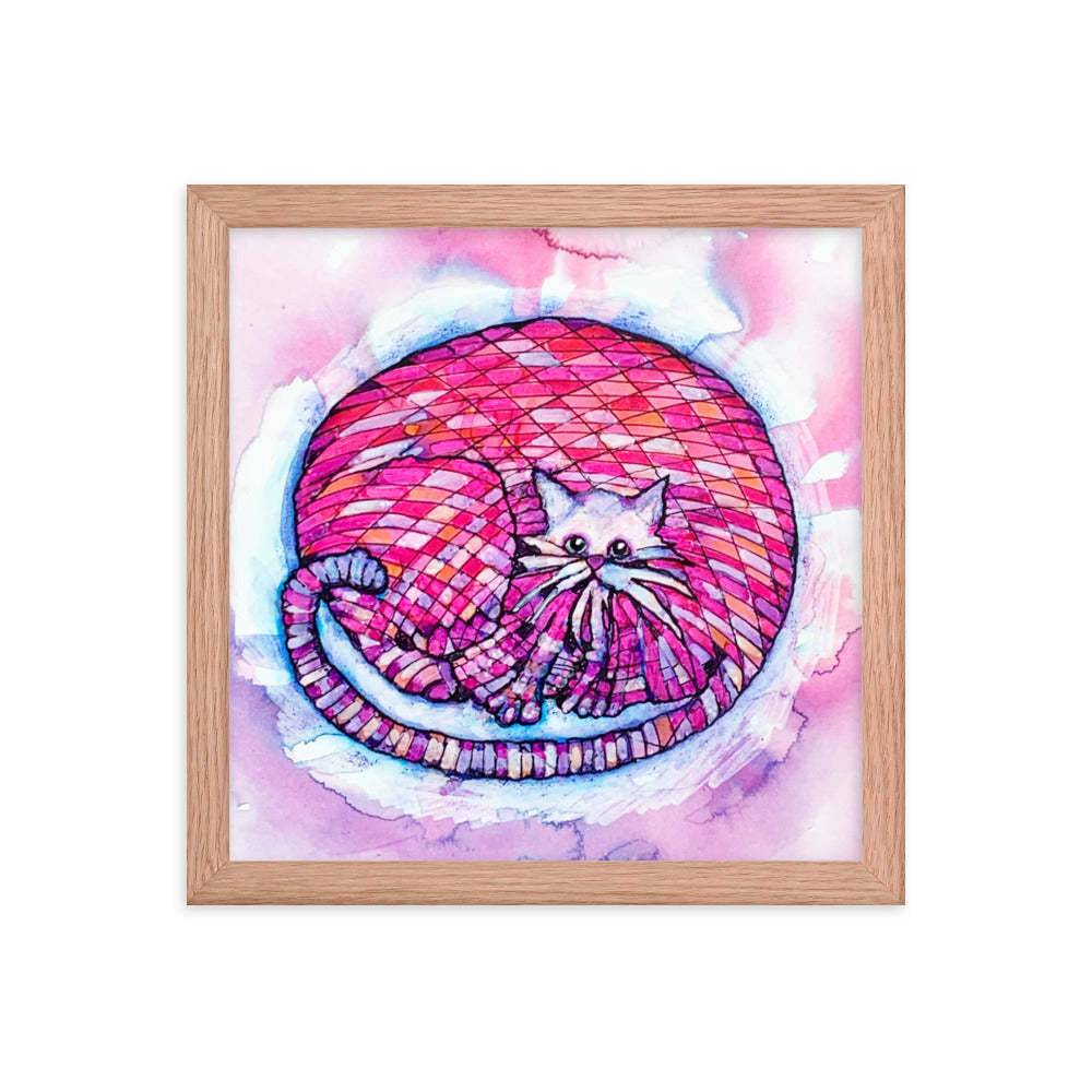 Big Pink Cat Framed Poster 12x12