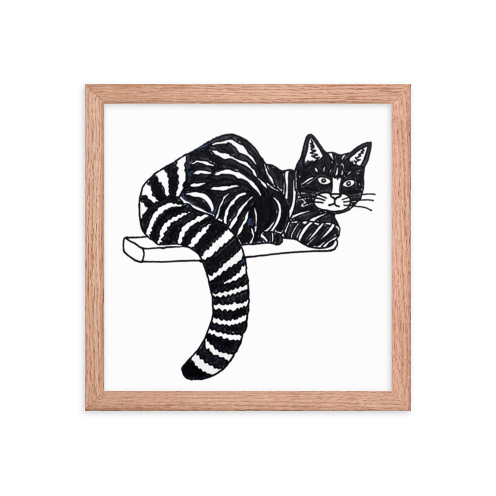 Striped Cat Framed Poster 12x12