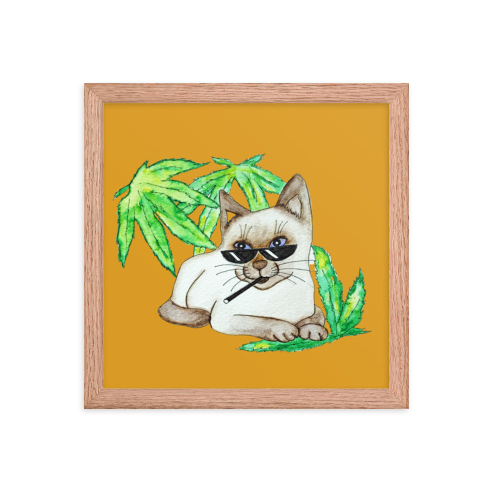 Cool Siamese Cat Framed Poster 12x12
