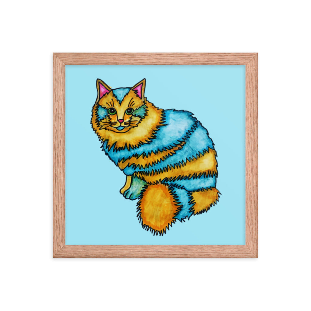 Two Toned Cat Framed Poster 12x12