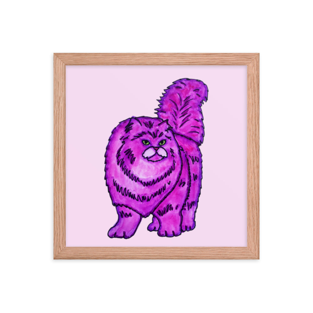 Pink Persian Cat Framed Poster 12x12