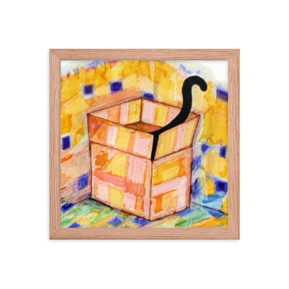 Cat in Box Framed Poster 12x12