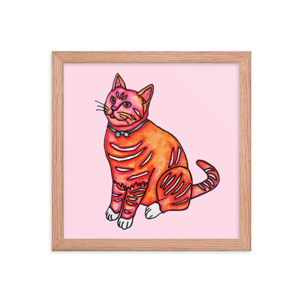 Ginger Tabby Cat Framed Poster 12x12