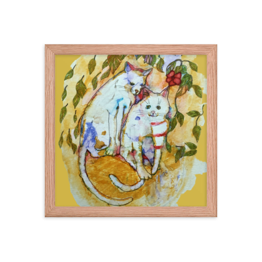 Caring Cats Framed Poster 12x12