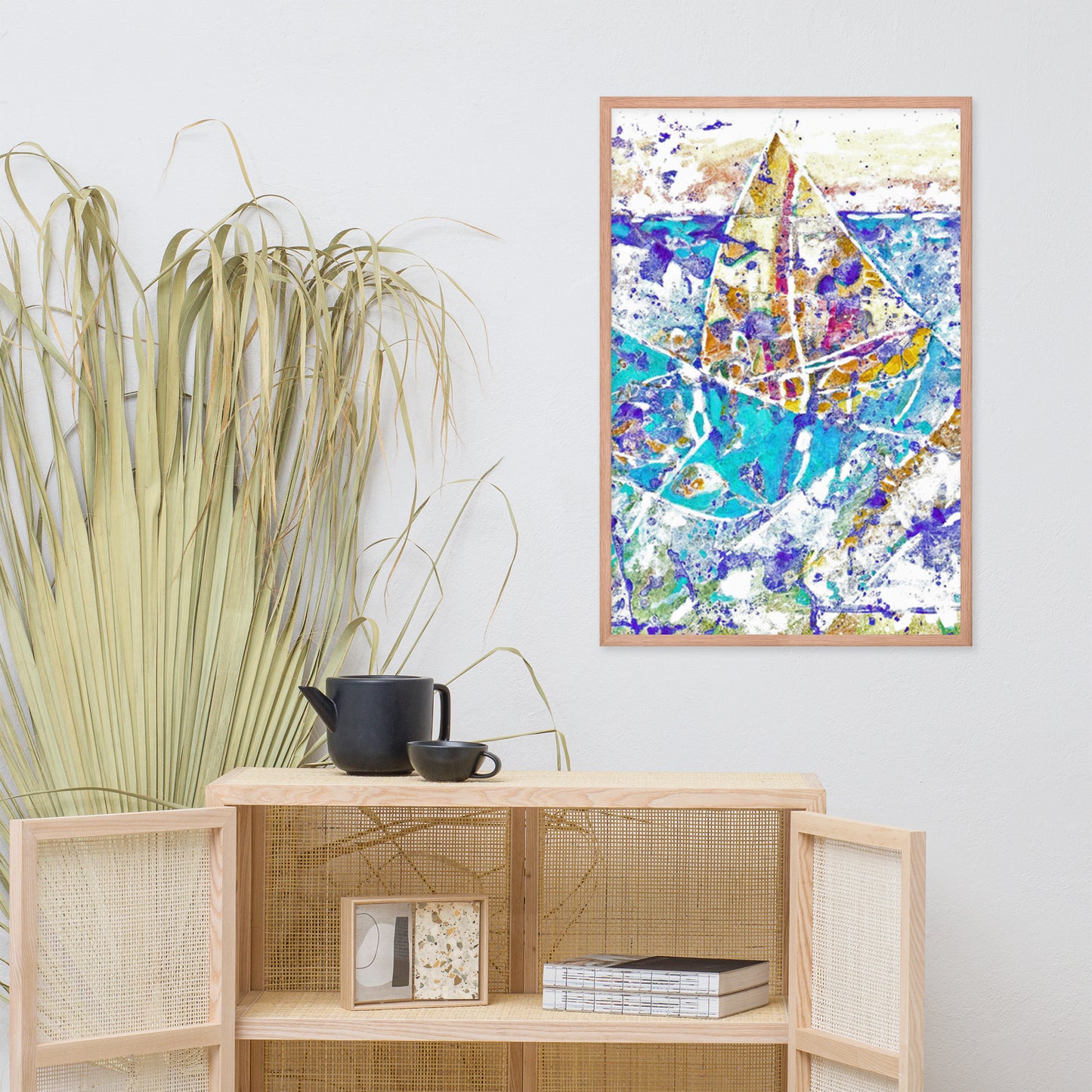 Sailing Abstract Poster Framed