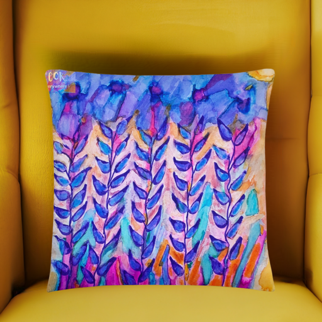 Blue Stems Flower Pillow