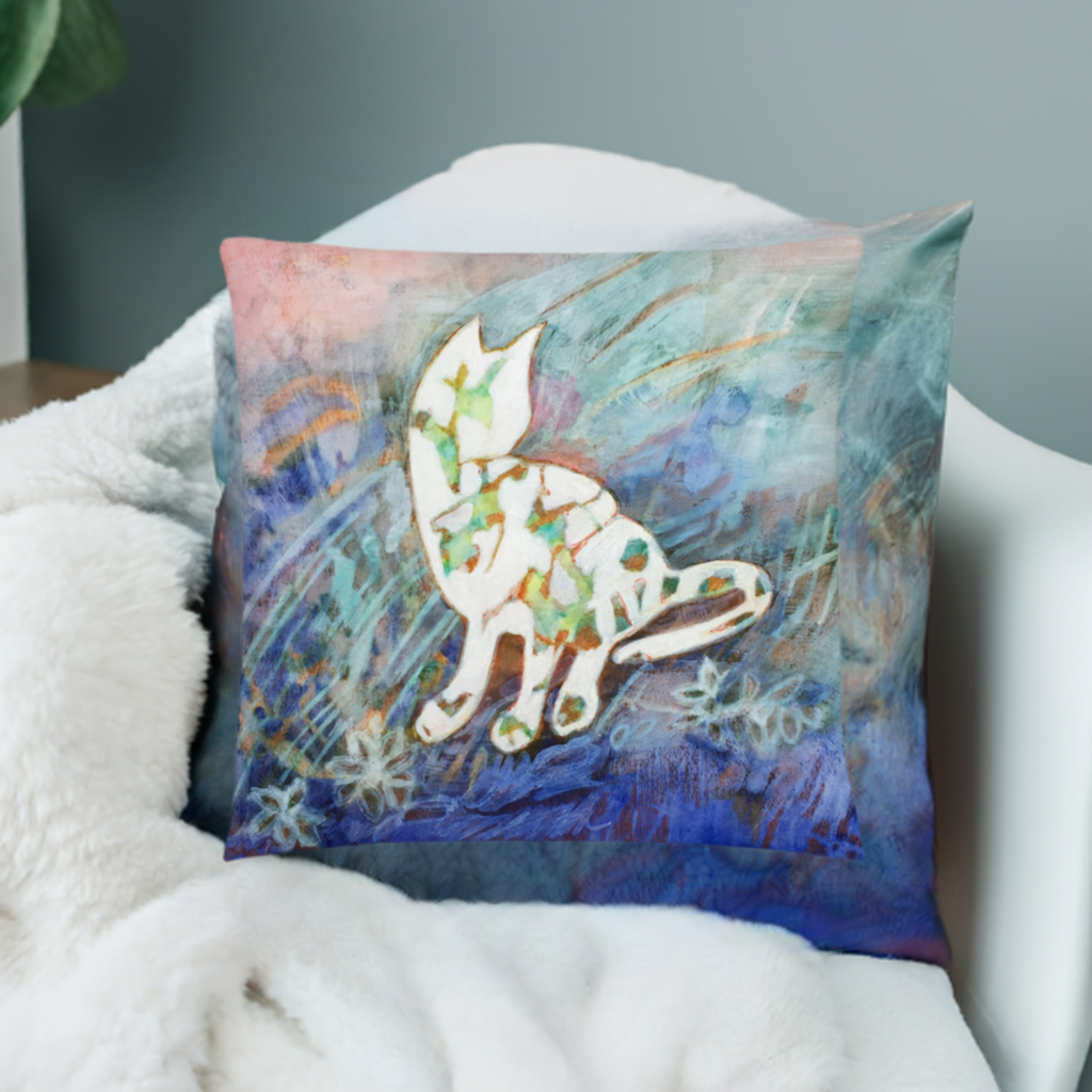 White Silhouette Cat Pillow