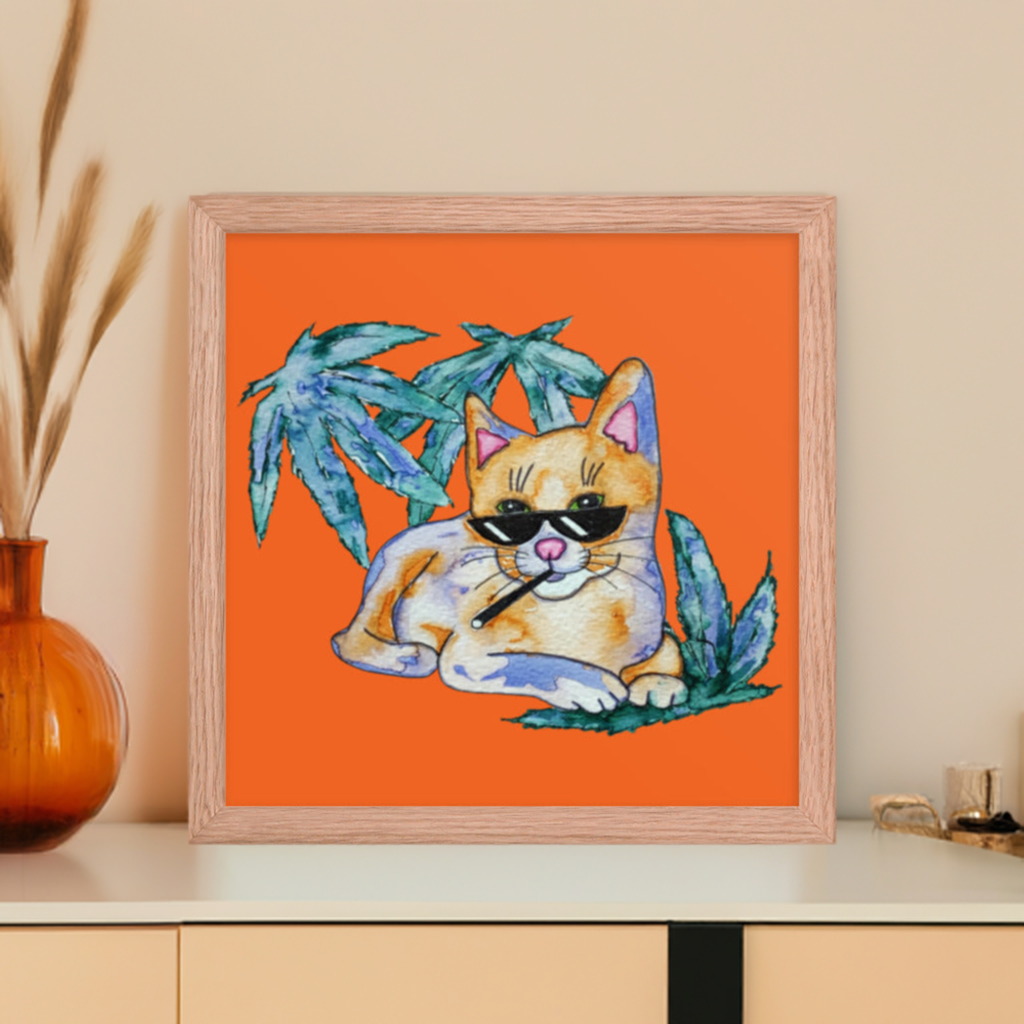 Cool Shade Cat Framed Poster 12x12