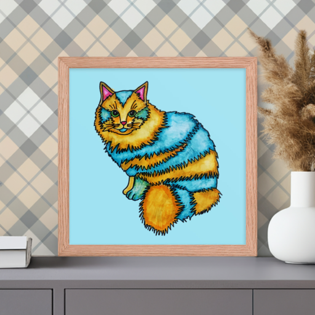 Two Toned Cat Framed Poster 12x12