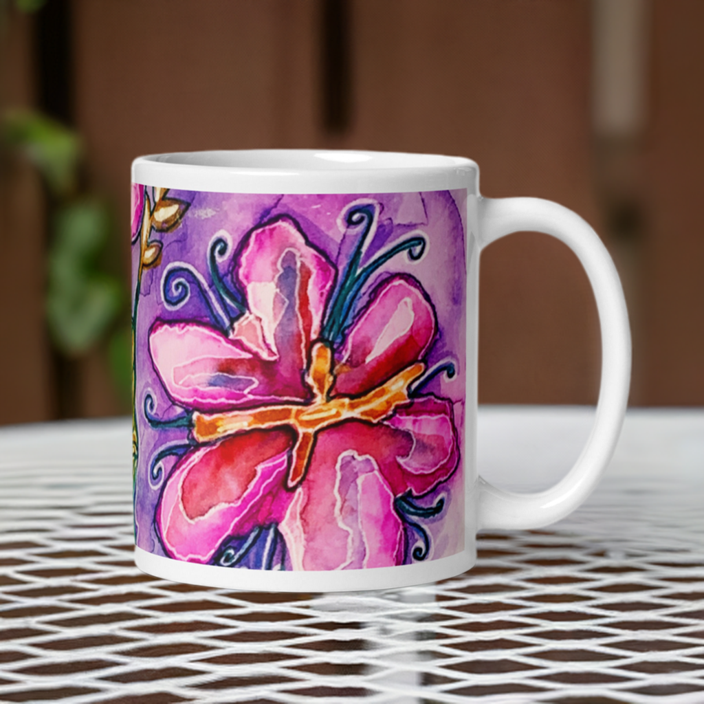 Pink Flowers Abstract Mug