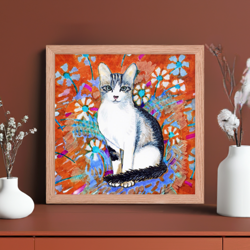 Daisy Cat Framed Poster 12x12