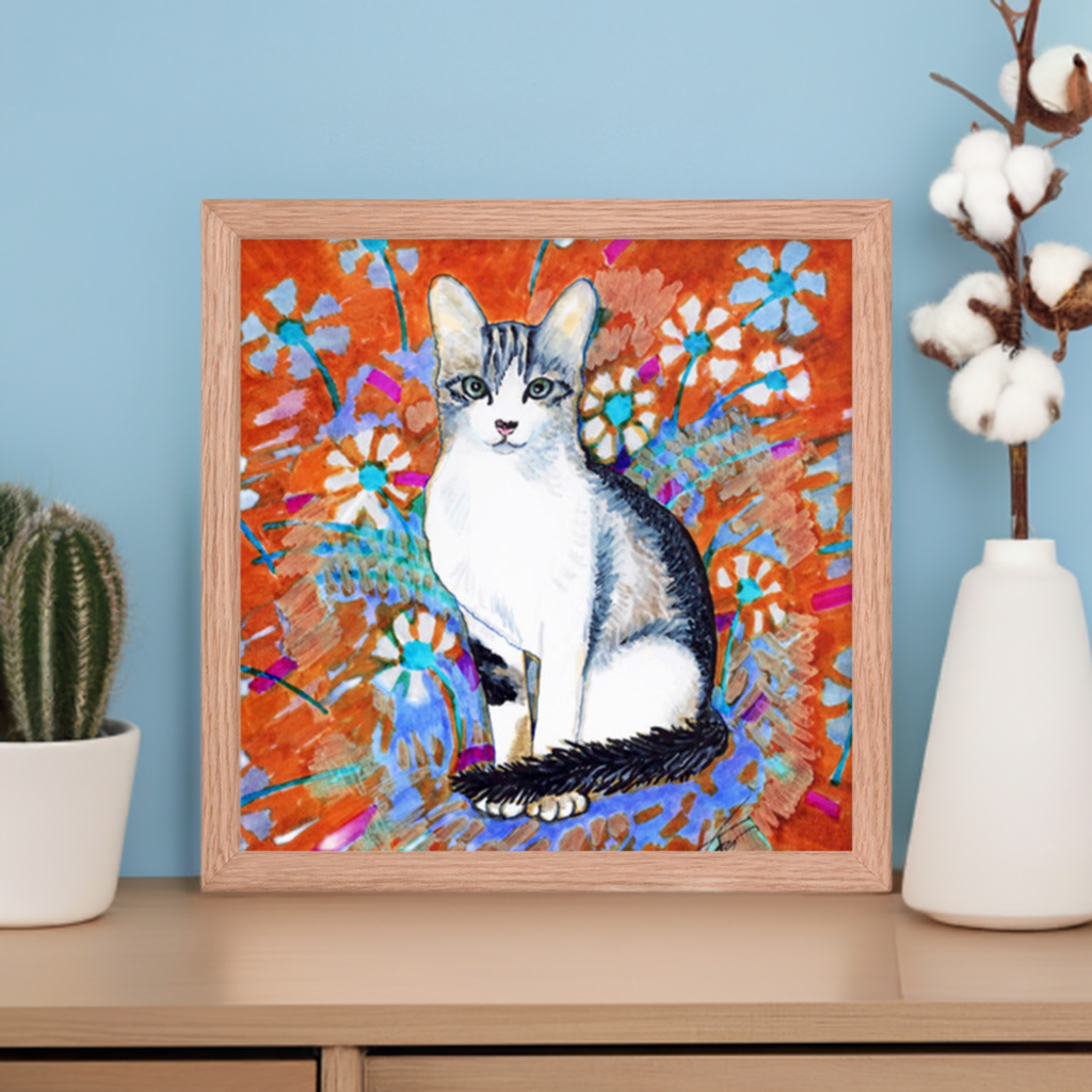 Daisy Cat Framed Poster 12x12