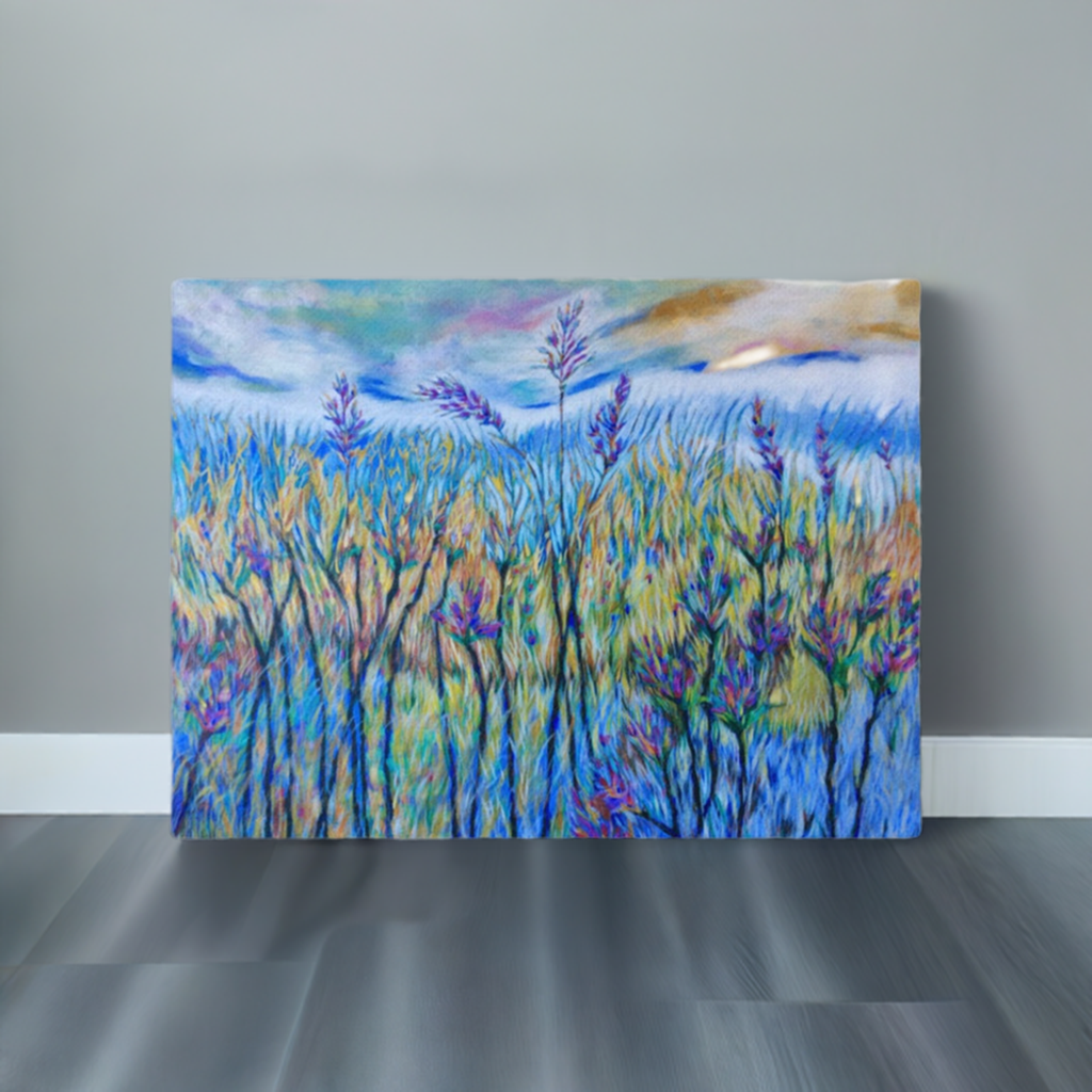 Blue Thistle Landscape Large Artwork 40x60