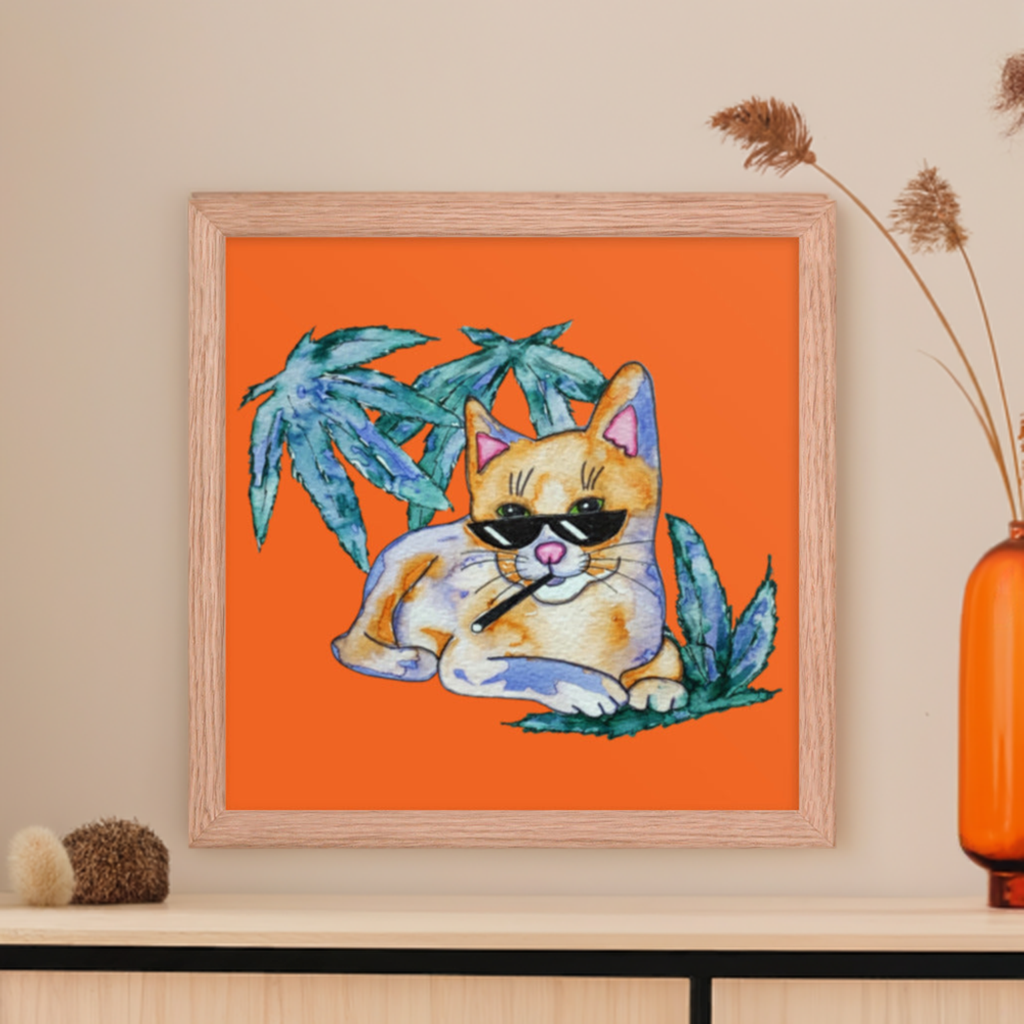 Cool Shade Cat Framed Poster 12x12